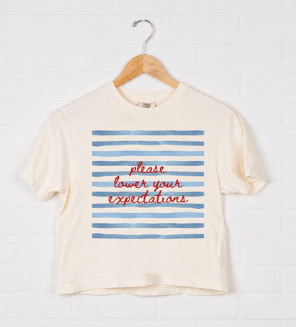 Please lower your expectations boxy tee