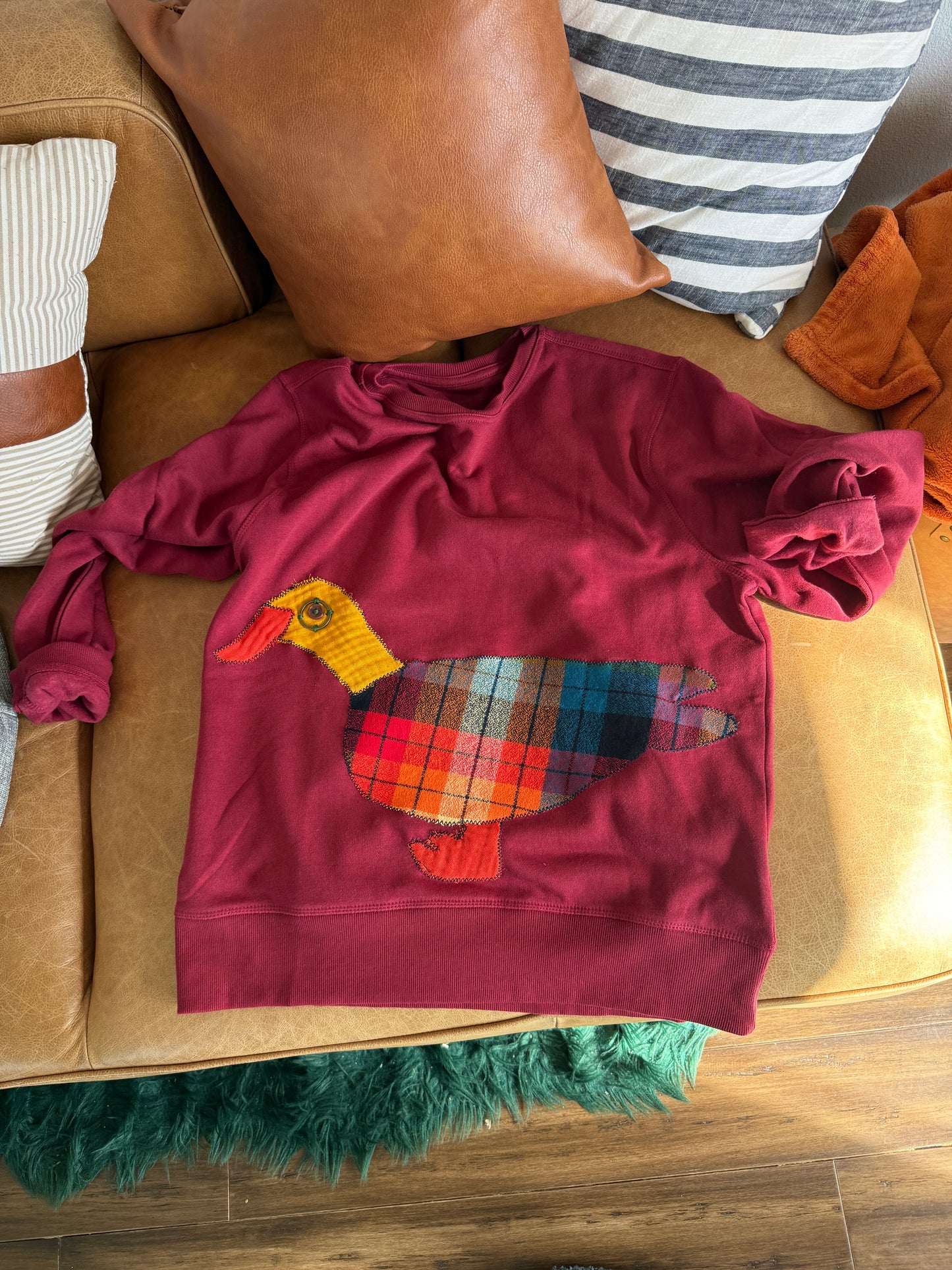 Handmade Mallard Duck Sweater (Medium) -Maroon