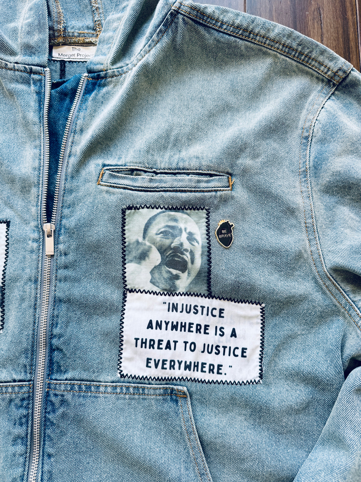 Reworked Civil Rights Jeans Hoodie Jacket (Size Large)
