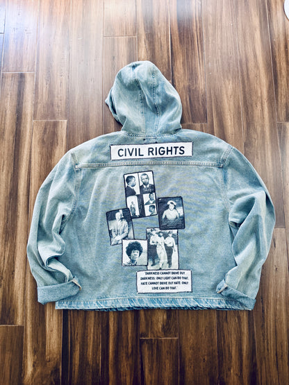 Reworked Civil Rights Jeans Hoodie Jacket (Size Large)