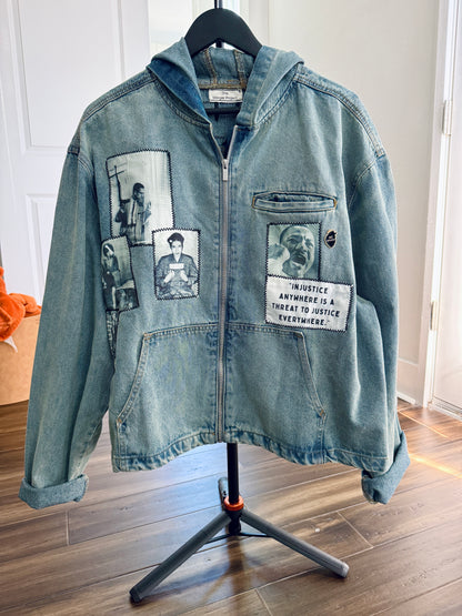 Reworked Civil Rights Jeans Hoodie Jacket (Size Large)