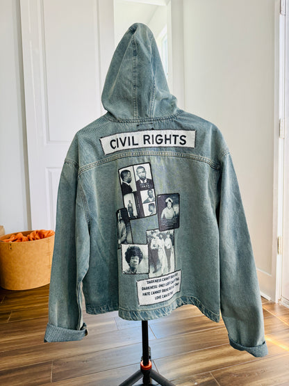 Reworked Civil Rights Jeans Hoodie Jacket (Size Large)