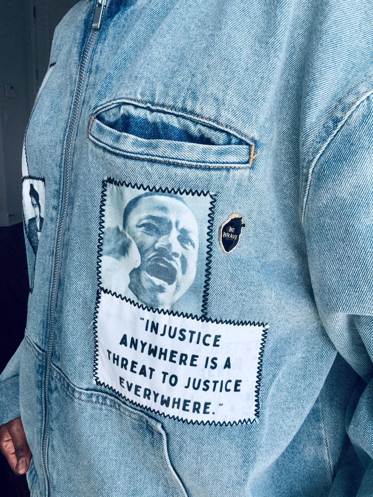 Reworked Civil Rights Jeans Hoodie Jacket (Size Large)