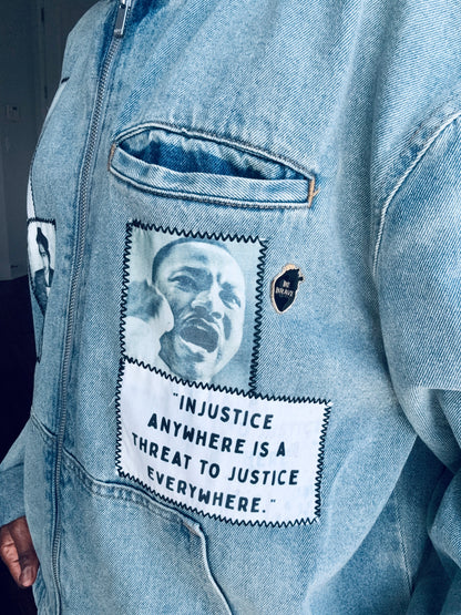 Reworked Civil Rights Jeans Hoodie Jacket (Size Large)