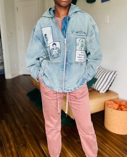 Reworked Civil Rights Jeans Hoodie Jacket (Size Large)
