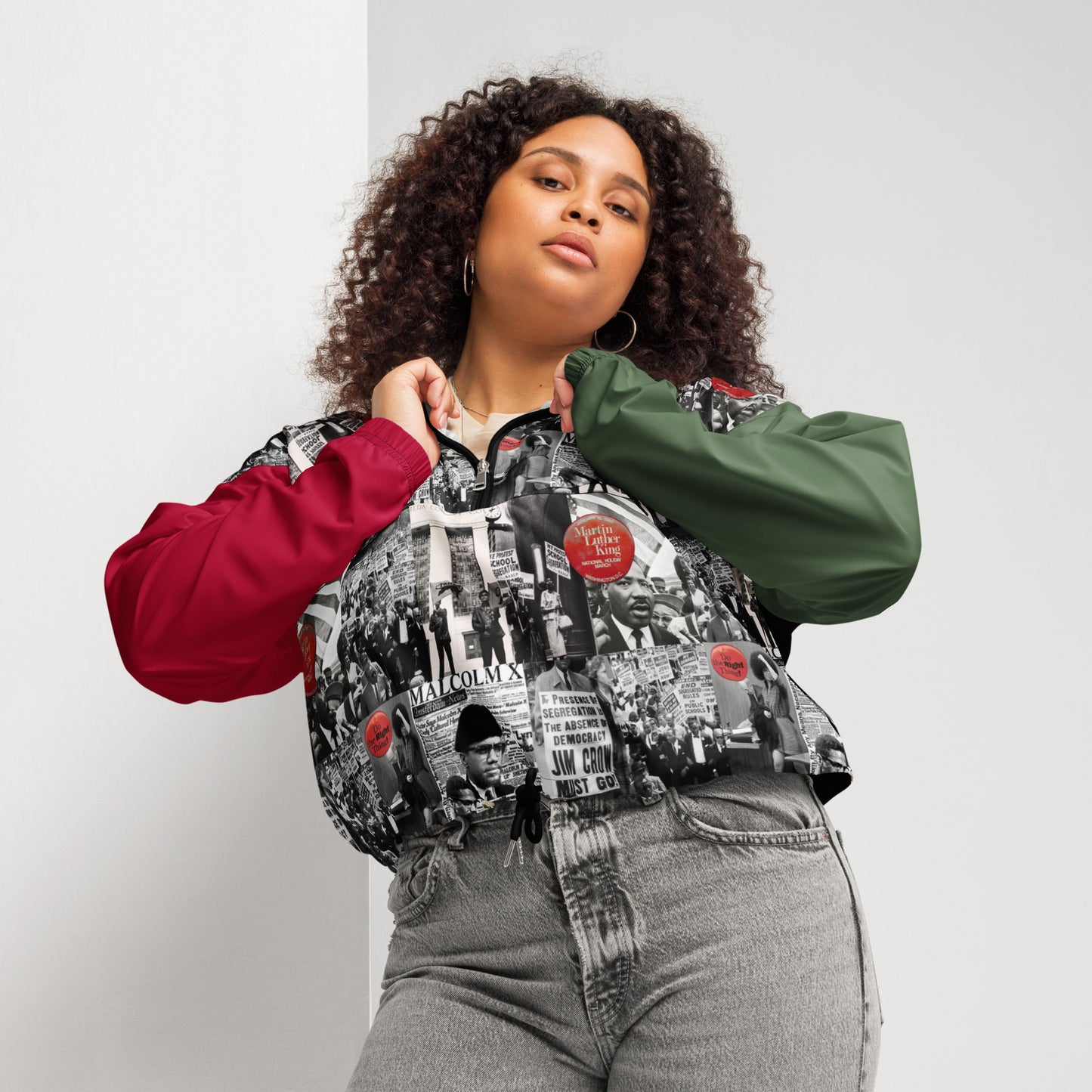 Civil Rights Collage Women’s cropped windbreaker