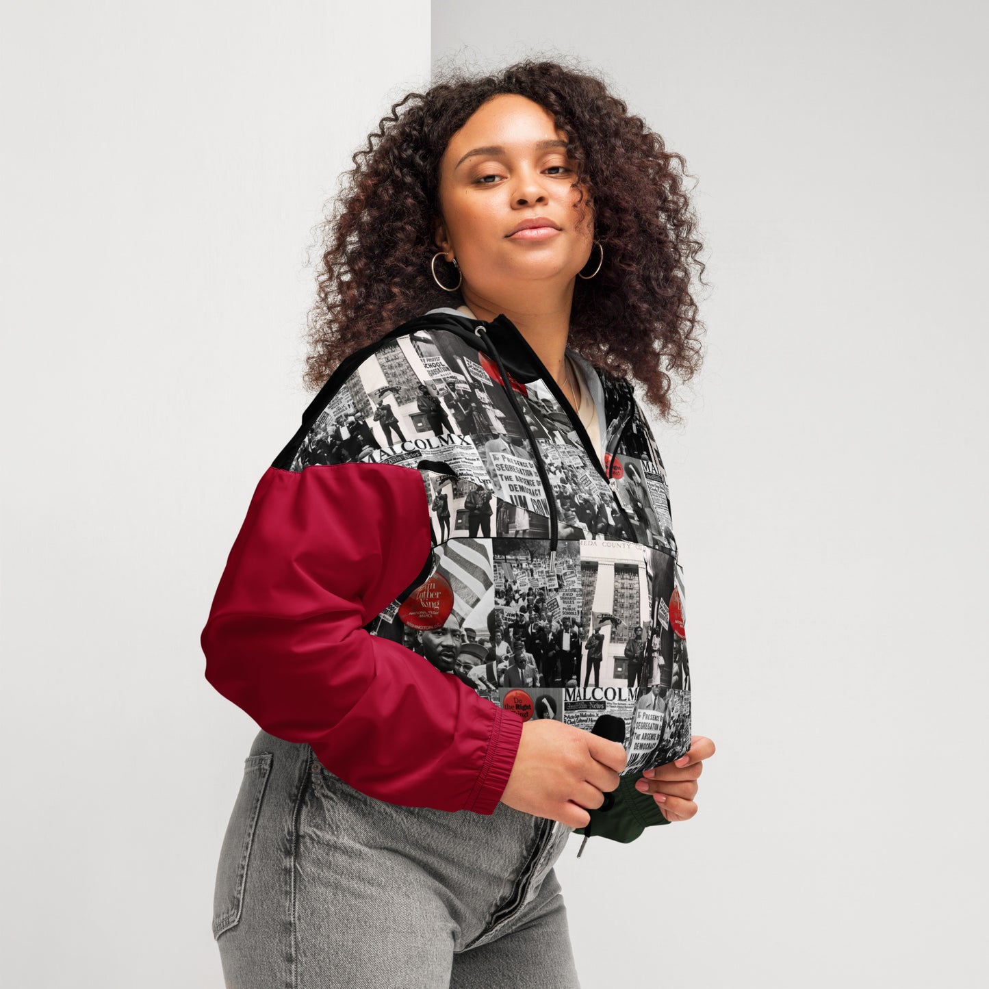 Civil Rights Collage Women’s cropped windbreaker